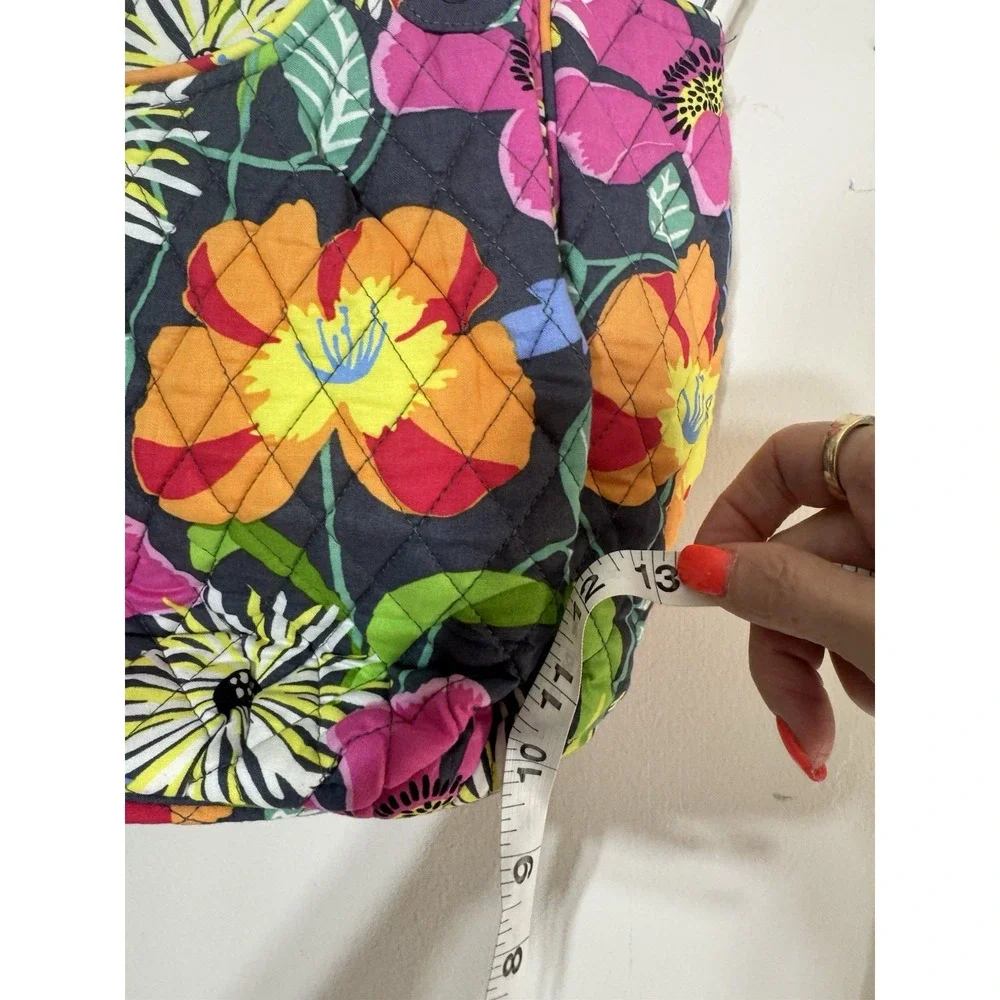 Vera Bradley Black Pink Yellow Jazzy Blooms Shoulder Tote Bag